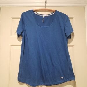 Under Armour Shirt Womens XL Blue  Running Breathable Short Sleeve